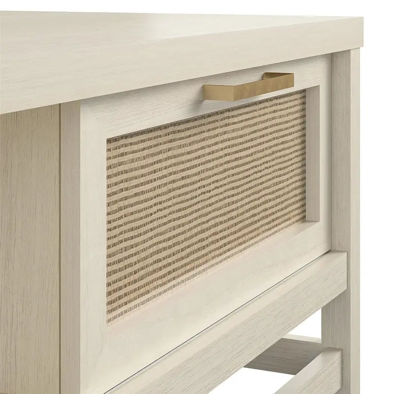Ivory Oak Sliding Door Coffee Table, 2-Adult Assembly