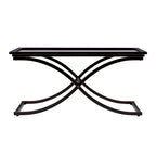 Table basse en verre à plateau en métal vieilli noir et cuivre, 1 personne