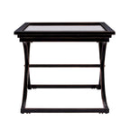 Table basse en verre à plateau en métal vieilli noir et cuivre, 1 personne