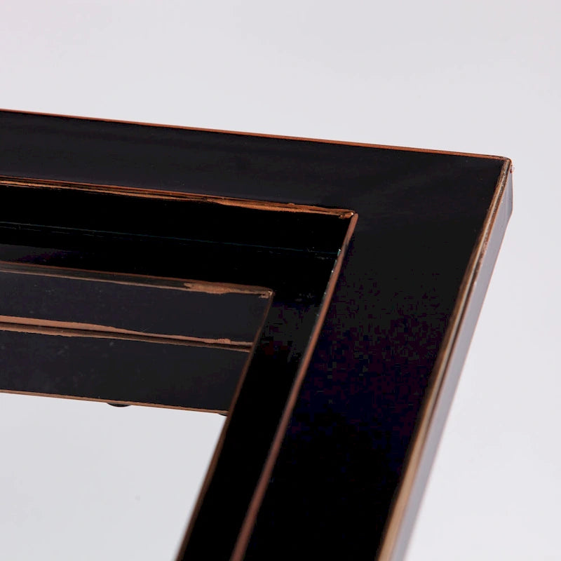 Table basse en verre à plateau en métal vieilli noir et cuivre, 1 personne