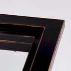 Table basse en verre à plateau en métal vieilli noir et cuivre, 1 personne