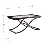 Table basse en verre à plateau en métal vieilli noir et cuivre, 1 personne