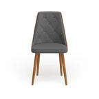 Chaise de salle à manger capitonnée en tissu gris / blanc / marron, style Mid-Century, à l'unité