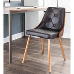 Chaise de salle à manger capitonnée en tissu gris / blanc / marron, style Mid-Century, à l'unité