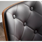 Chaise de salle à manger capitonnée en tissu gris / blanc / marron, style Mid-Century, à l'unité