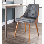 Chaise de salle à manger capitonnée en tissu gris / blanc / marron, style Mid-Century, à l'unité