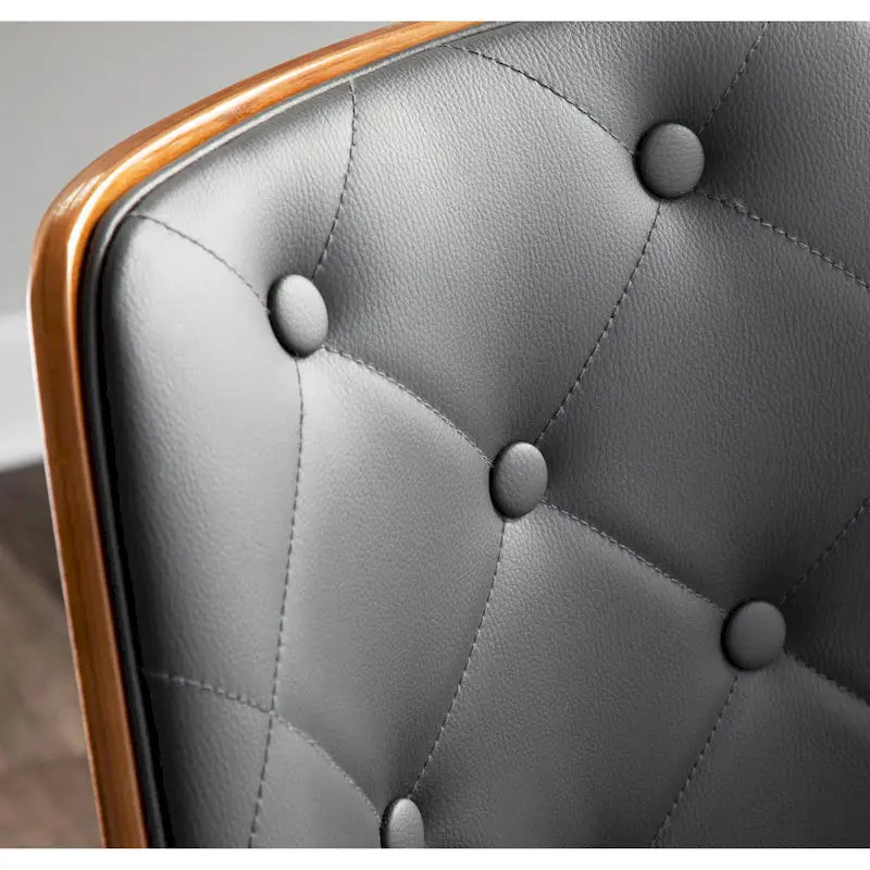 Chaise de salle à manger capitonnée en tissu gris / blanc / marron, style Mid-Century, à l'unité