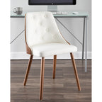 Chaise de salle à manger capitonnée en tissu gris / blanc / marron, style Mid-Century, à l'unité