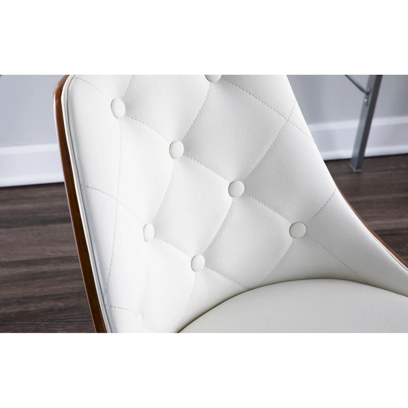 Chaise de salle à manger capitonnée en tissu gris / blanc / marron, style Mid-Century, à l'unité