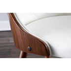 Chaise de salle à manger capitonnée en tissu gris / blanc / marron, style Mid-Century, à l'unité