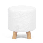 White / Green Round Upholstered Ottoman, Footrest / Extra Seat, 1-Person