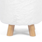 White / Green Round Upholstered Ottoman, Footrest / Extra Seat, 1-Person
