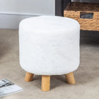 White / Green Round Upholstered Ottoman, Footrest / Extra Seat, 1-Person