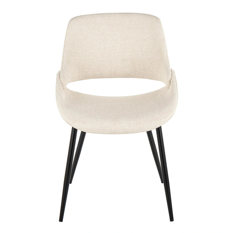 Grey Faux Leather / Black Metal Mid-Century Dining Chair, Set of 2