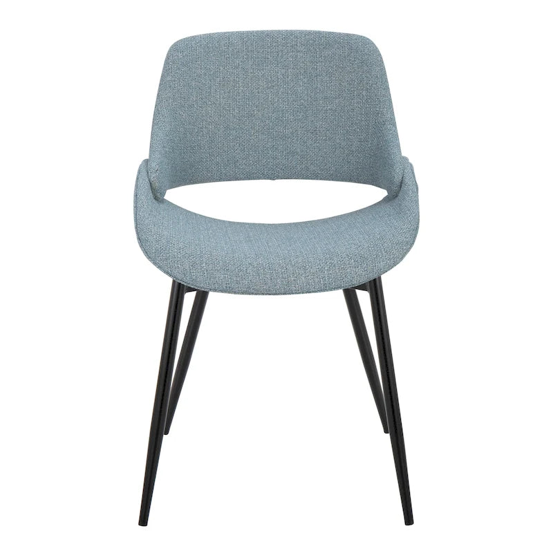 Grey Faux Leather / Black Metal Mid-Century Dining Chair, Set of 2