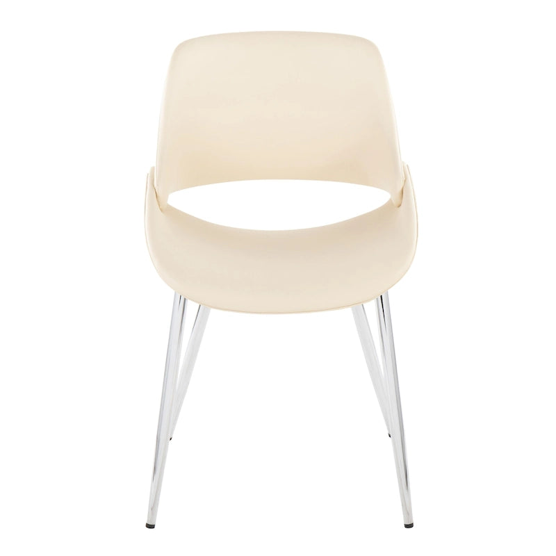 Grey Faux Leather / Black Metal Mid-Century Dining Chair, Set of 2