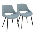 Chaise de salle à manger du milieu du siècle en similicuir gris / métal noir, lot de 2
