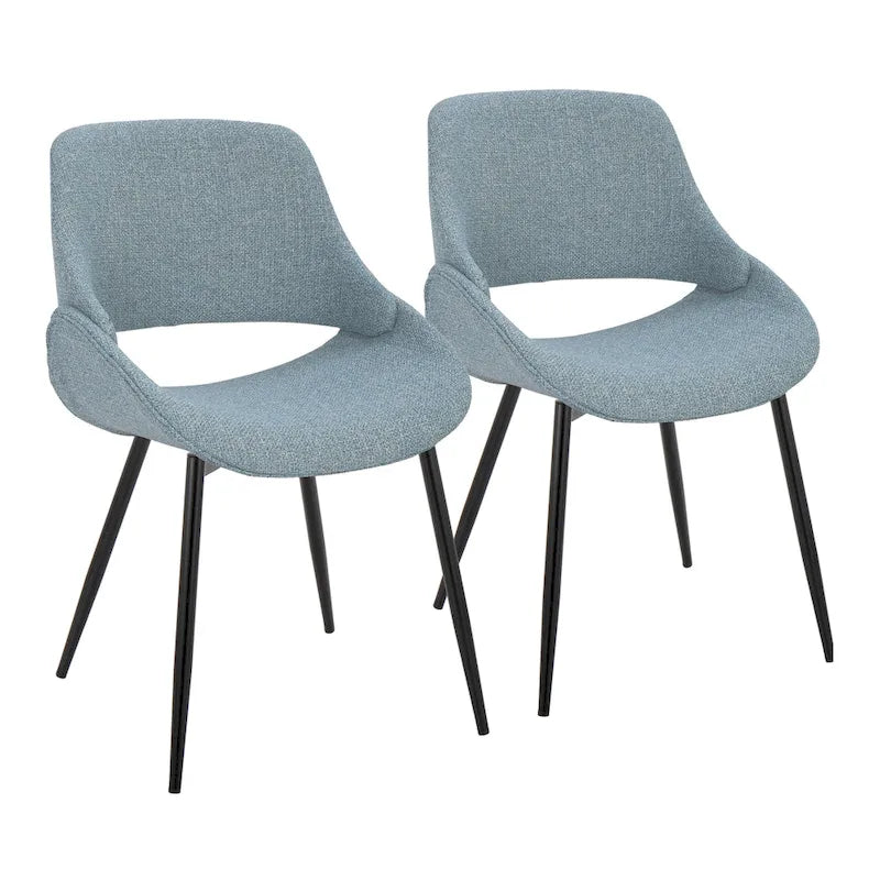 Chaise de salle à manger du milieu du siècle en similicuir gris / métal noir, lot de 2