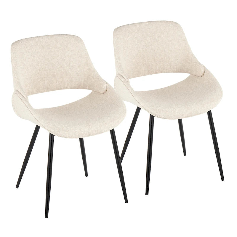 Chaise de salle à manger du milieu du siècle en similicuir gris / métal noir, lot de 2