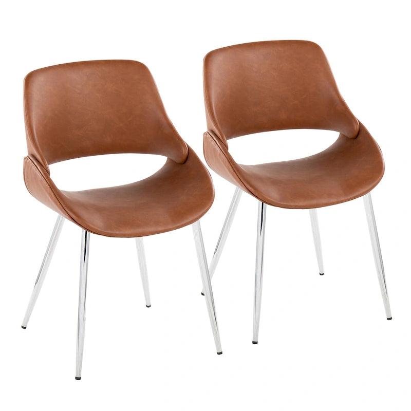 Chaise de salle à manger du milieu du siècle en similicuir gris / métal noir, lot de 2