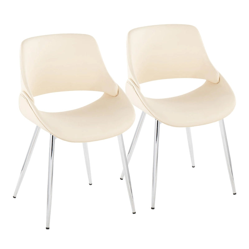 Chaise de salle à manger du milieu du siècle en similicuir gris / métal noir, lot de 2