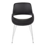 Chaise de salle à manger du milieu du siècle en similicuir gris / métal noir, lot de 2