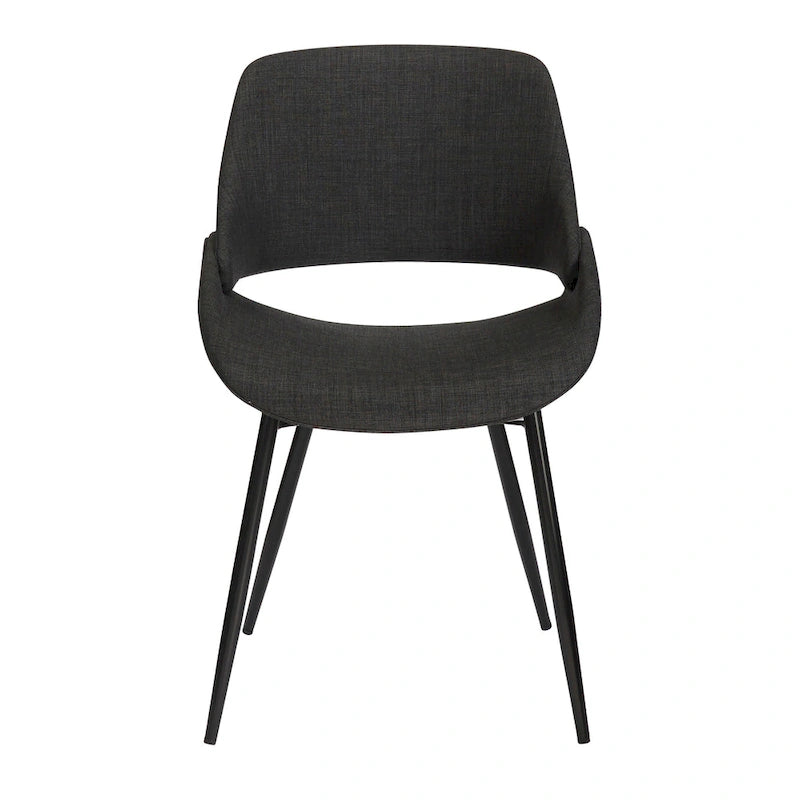 Chaise de salle à manger du milieu du siècle en similicuir gris / métal noir, lot de 2