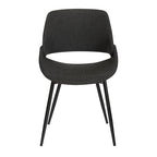 Chaise de salle à manger du milieu du siècle en similicuir gris / métal noir, lot de 2