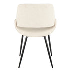 Chaise de salle à manger du milieu du siècle en similicuir gris / métal noir, lot de 2