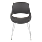 Chaise de salle à manger du milieu du siècle en similicuir gris / métal noir, lot de 2