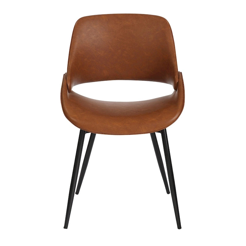 Chaise de salle à manger du milieu du siècle en similicuir gris / métal noir, lot de 2