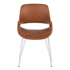 Chaise de salle à manger du milieu du siècle en similicuir gris / métal noir, lot de 2