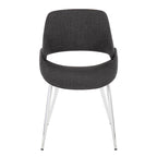 Chaise de salle à manger du milieu du siècle en similicuir gris / métal noir, lot de 2