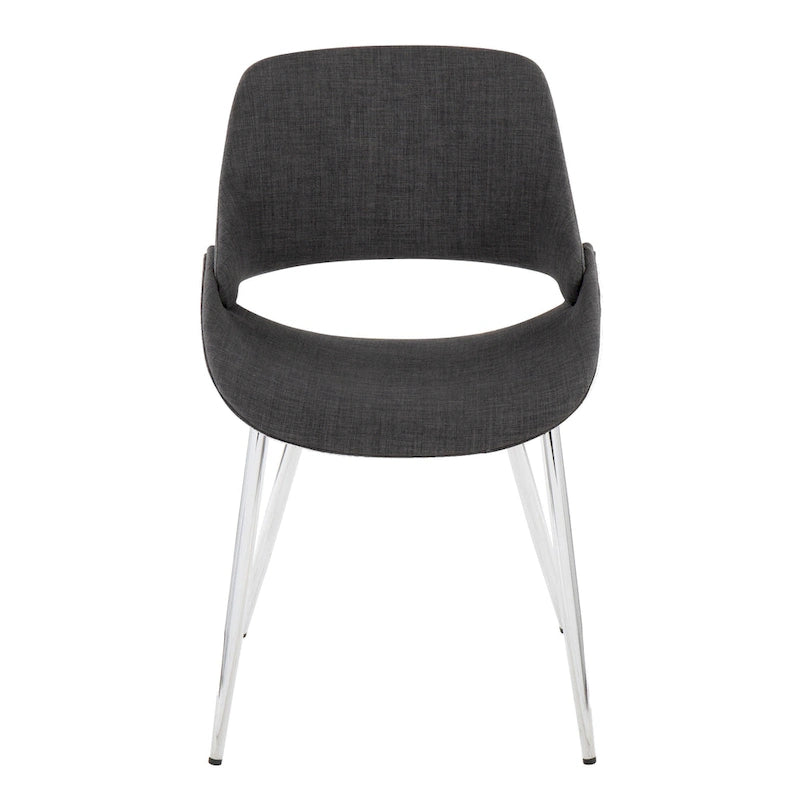 Chaise de salle à manger du milieu du siècle en similicuir gris / métal noir, lot de 2