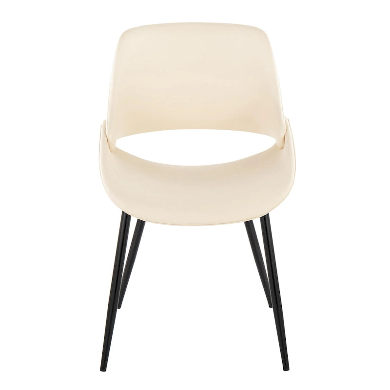 Chaise de salle à manger du milieu du siècle en similicuir gris / métal noir, lot de 2