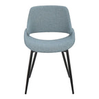 Chaise de salle à manger du milieu du siècle en similicuir gris / métal noir, lot de 2