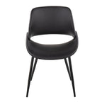 Chaise de salle à manger du milieu du siècle en similicuir gris / métal noir, lot de 2