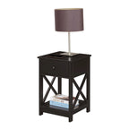 Espresso / Black / White 1-Drawer End Table with Shelf, Single