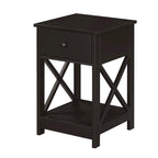 Espresso / Black / White 1-Drawer End Table with Shelf, Single