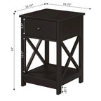 Espresso / Black / White 1-Drawer End Table with Shelf, Single