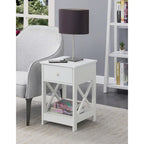 Espresso / Black / White 1-Drawer End Table with Shelf, Single