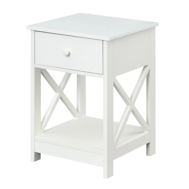 Espresso / Black / White 1-Drawer End Table with Shelf, Single