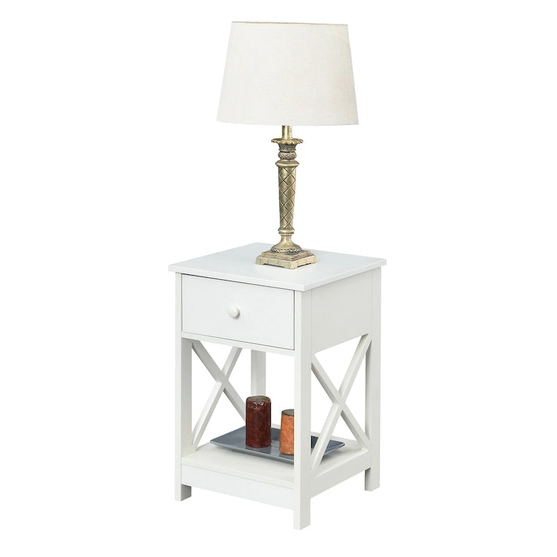 Espresso / Black / White 1-Drawer End Table with Shelf, Single