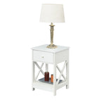 Espresso / Black / White 1-Drawer End Table with Shelf, Single
