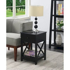Espresso / Black / White 1-Drawer End Table with Shelf, Single