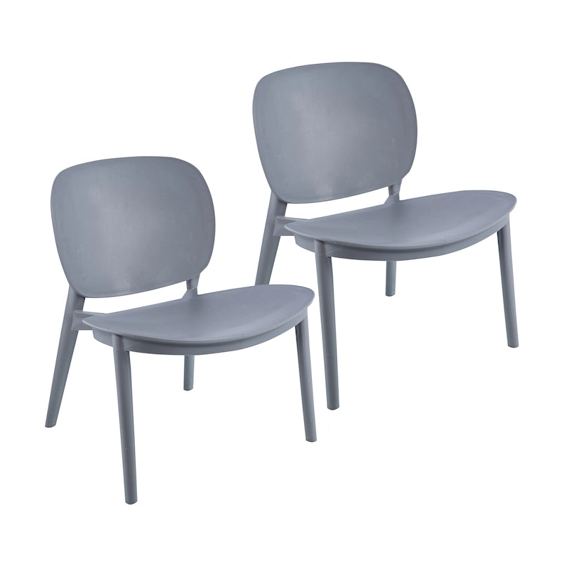 Blue / Beige / Grey PP Plastic Dining Chair, Set of 2, Indoor & Outdoor