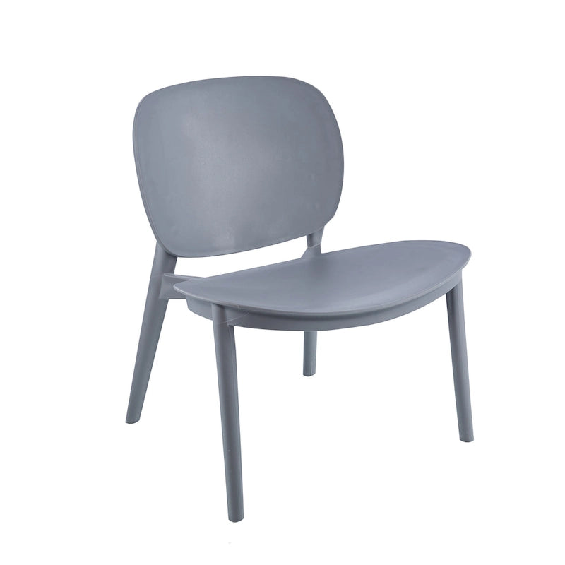 Chaise de salle à manger en plastique PP bleu / beige / gris, lot de 2, intérieur et extérieur