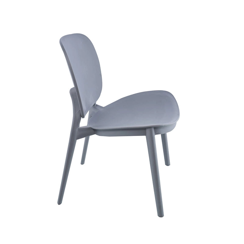 Chaise de salle à manger en plastique PP bleu / beige / gris, lot de 2, intérieur et extérieur
