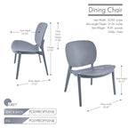 Chaise de salle à manger en plastique PP bleu / beige / gris, lot de 2, intérieur et extérieur