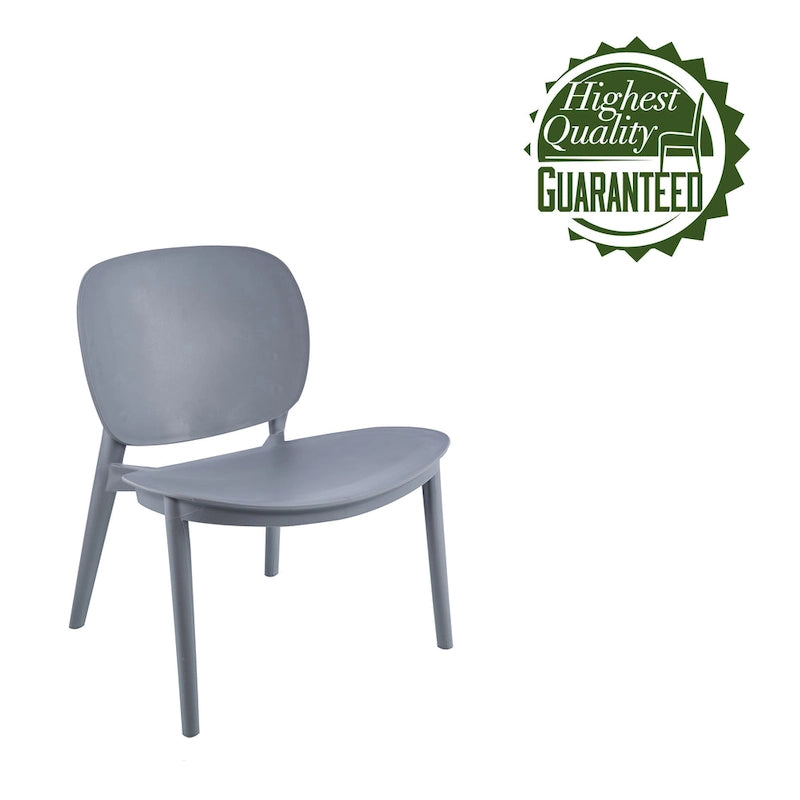 Chaise de salle à manger en plastique PP bleu / beige / gris, lot de 2, intérieur et extérieur